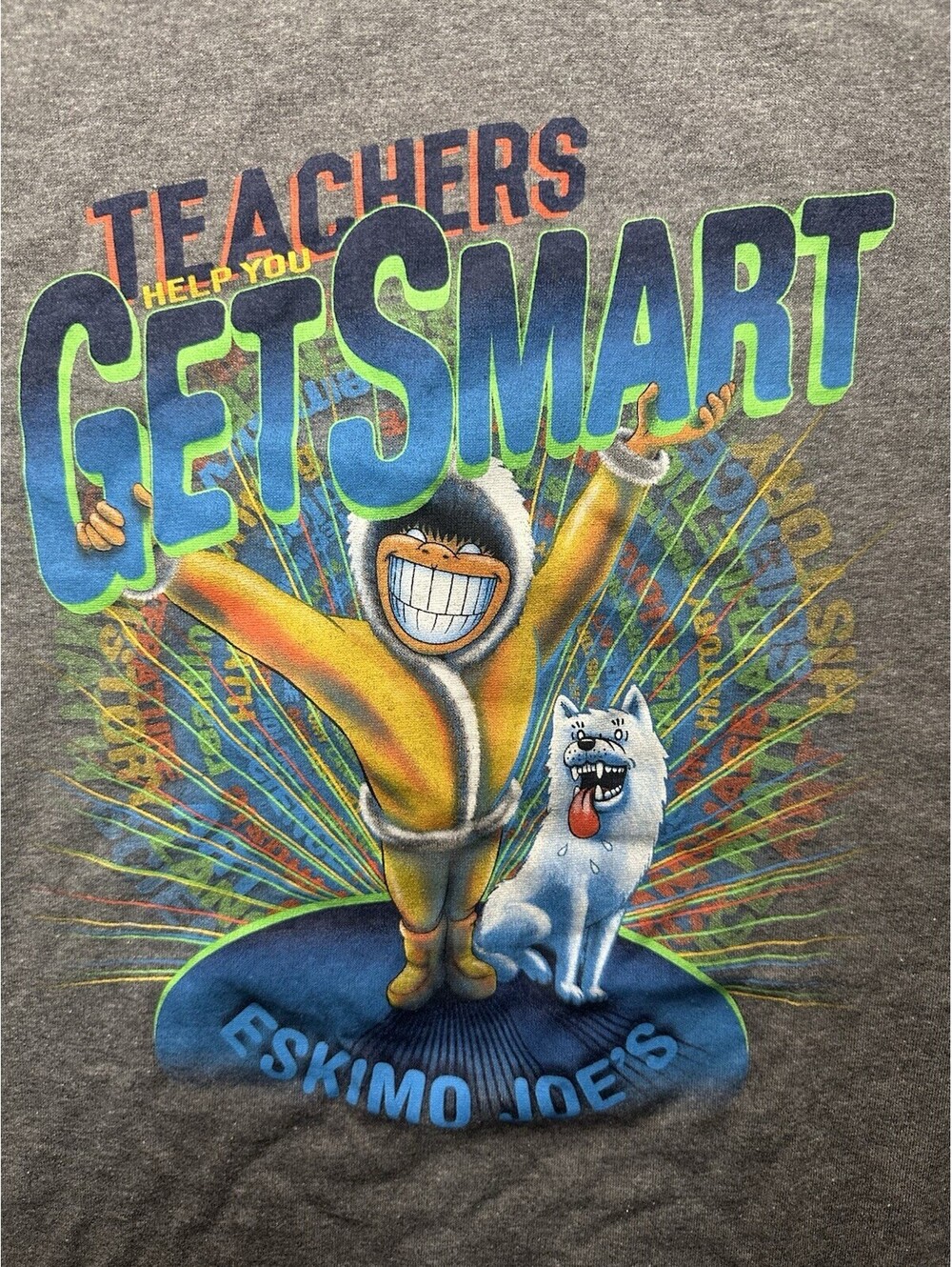 Eskimo Joes Teachers Get Smart Double Sided Graphic T Shirt L USA